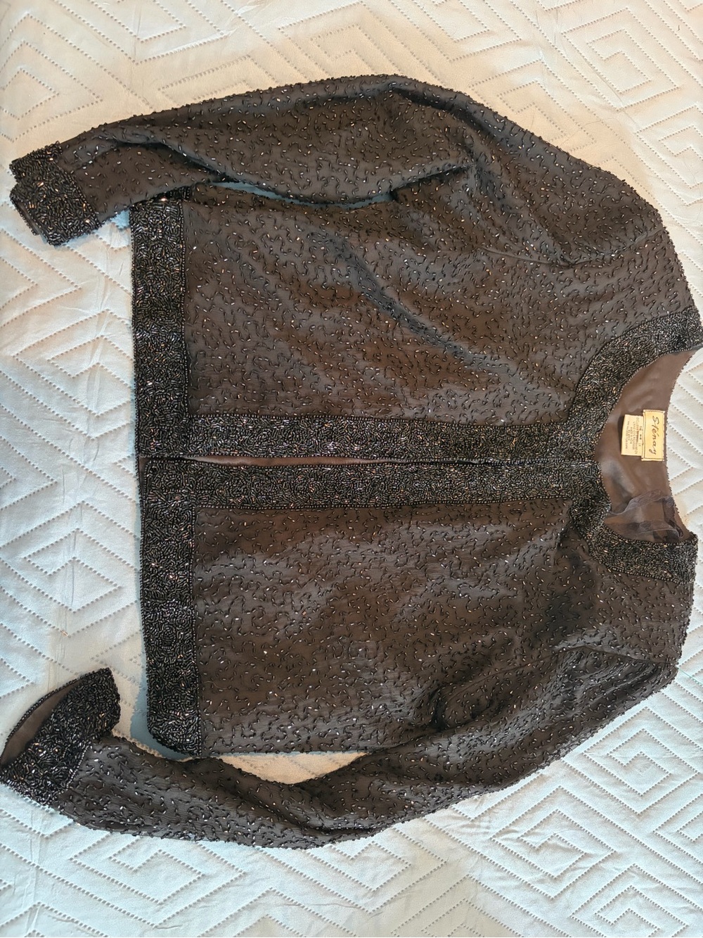 Stenay Black Beaded Collarless Jacket